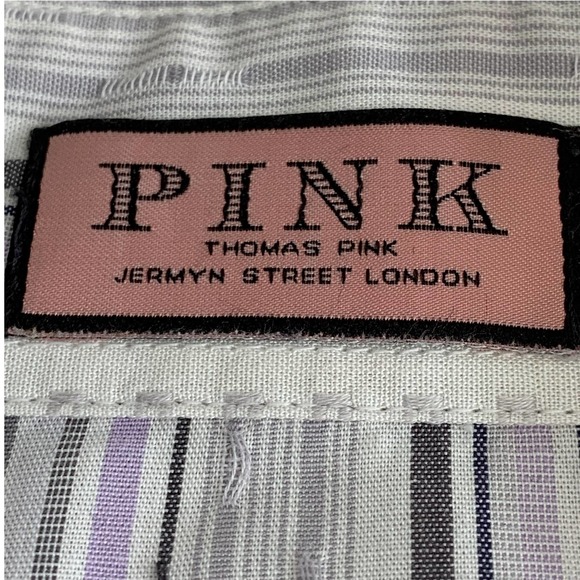 PINK Thomas Pink White, Purple & Gray Striped Cotton Blouse Size 6 US - Picture 5 of 7